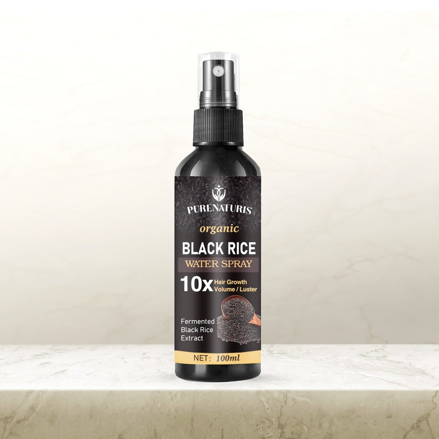 Natural Black Rice Water Hair Growth Spray For Women and Men with Castor Oil Ginger