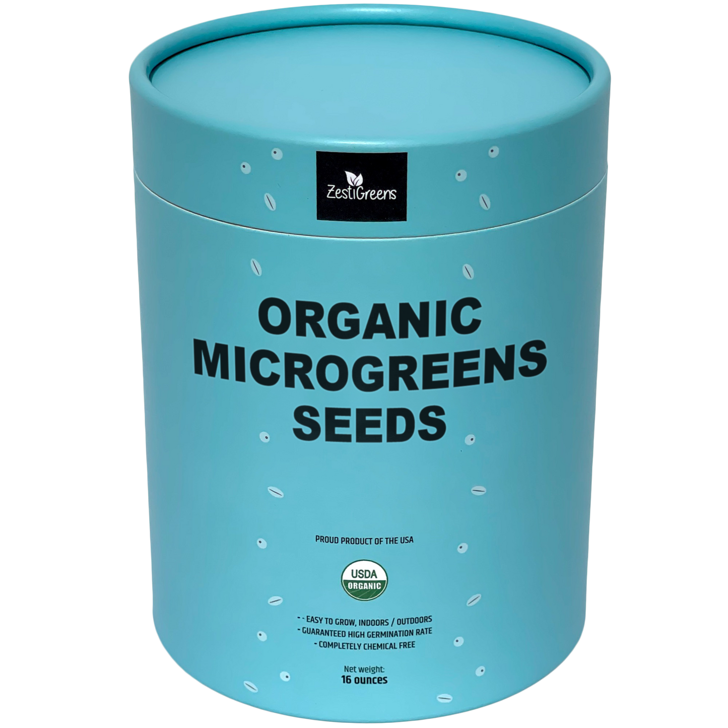 Superfood Microgreen Seeds Mix of Non GMO Organic Broccoli, Kale, Kohlrabi, Arugula & Cabbage Seeds in Food Grade tin for Easier scooping & Keeping Fresher.