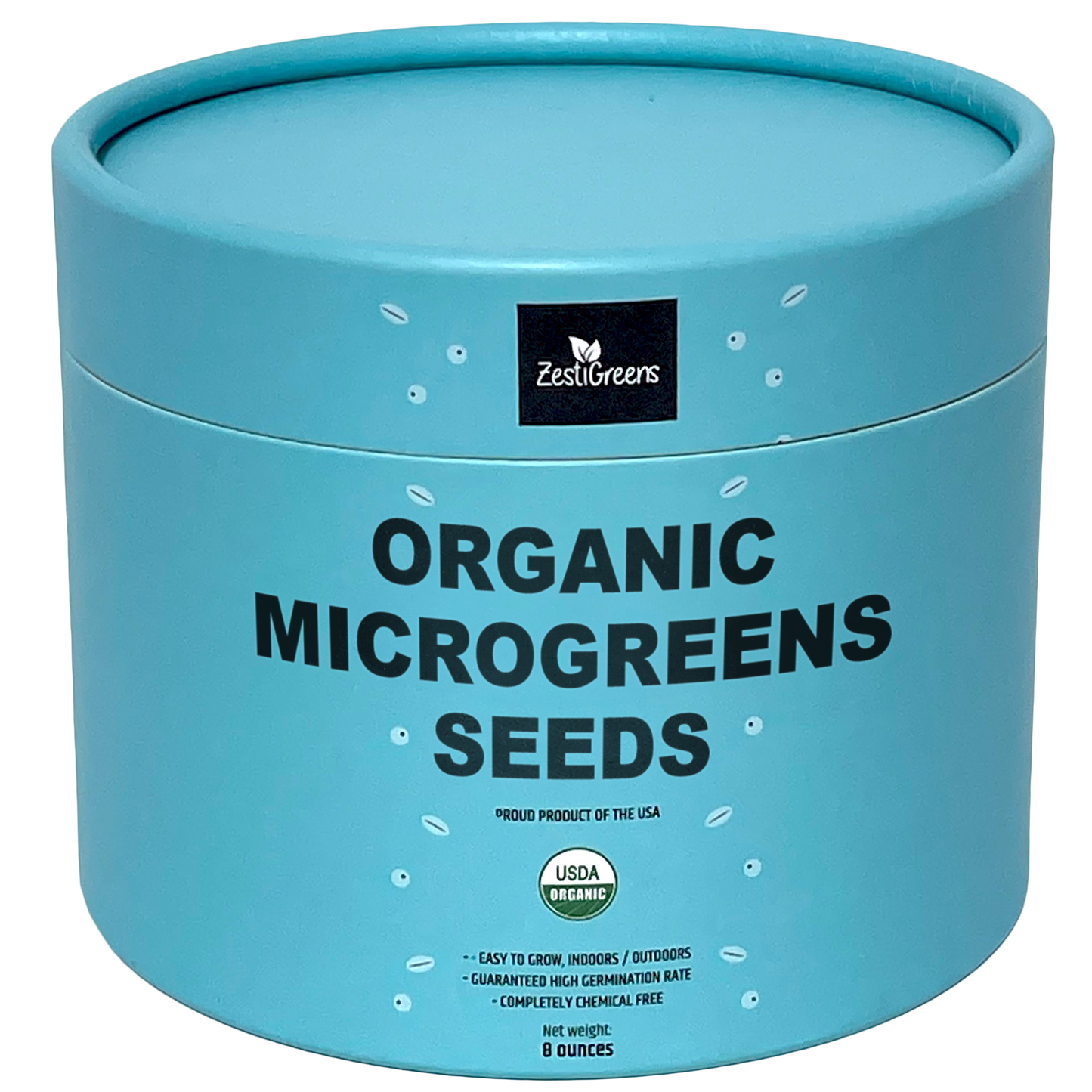 8oz container of microgreen seeds