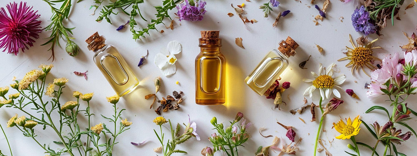 Flowers, herbs and essential oils