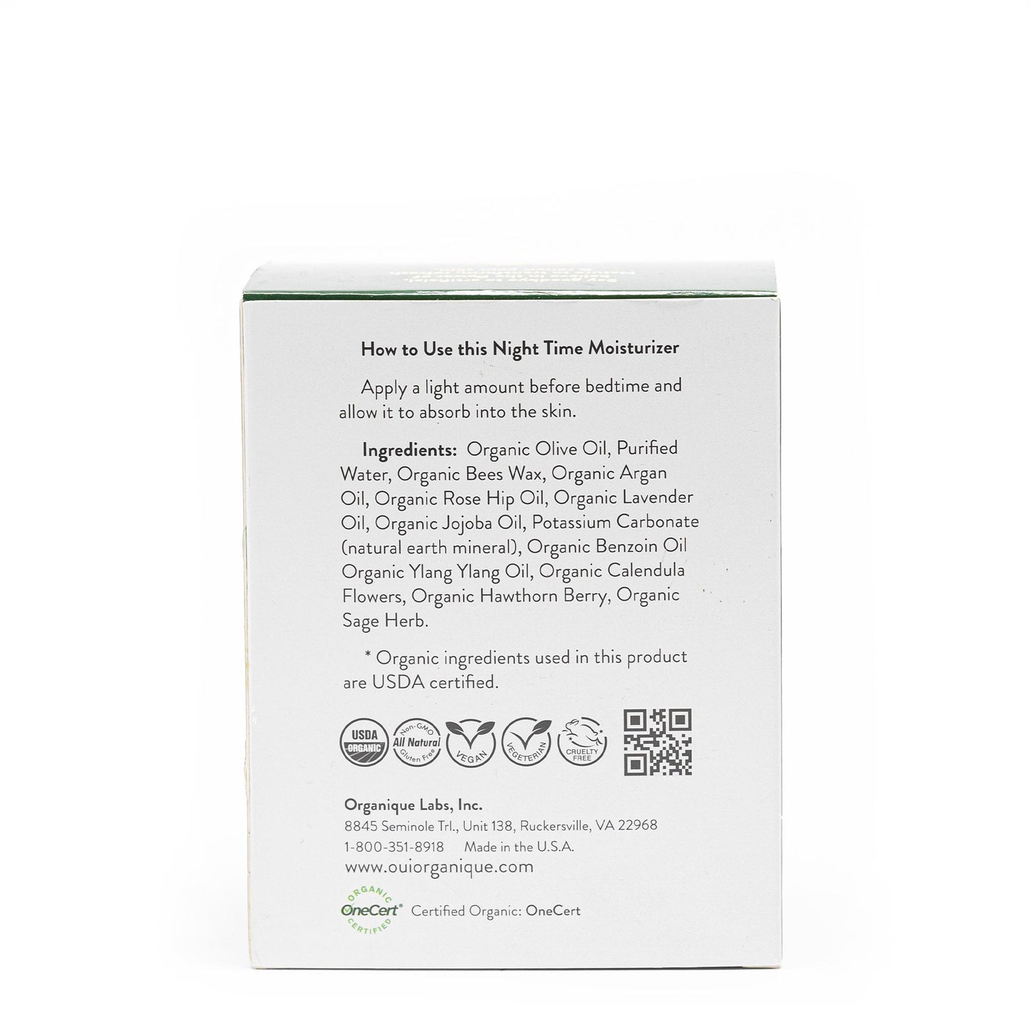 Organic Rejuvenating Night Cream Ingredients