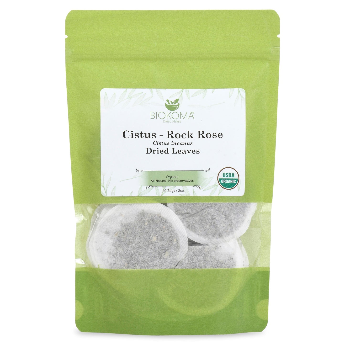 Cistus - Rock Rose (Cistus incanus) Organic Dried Leaves 40 Tea Bags 2oz