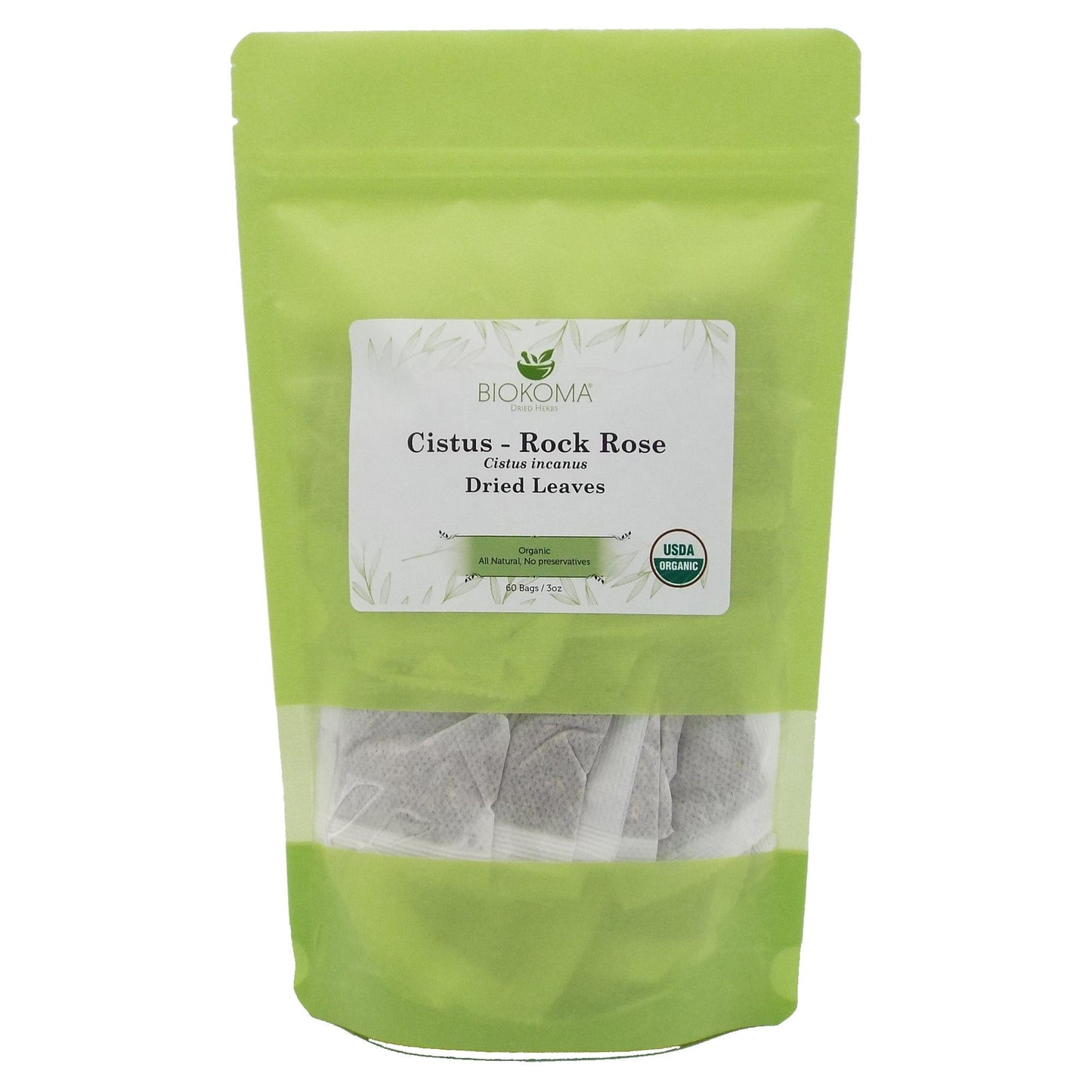 Cistus - Rock Rose (Cistus incanus) Organic Dried Leaves 60 Tea Bags 3oz