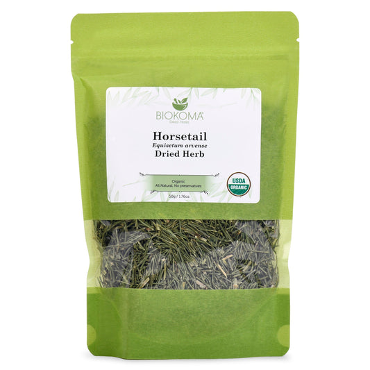 Package of organic herb horsetail dried leaves