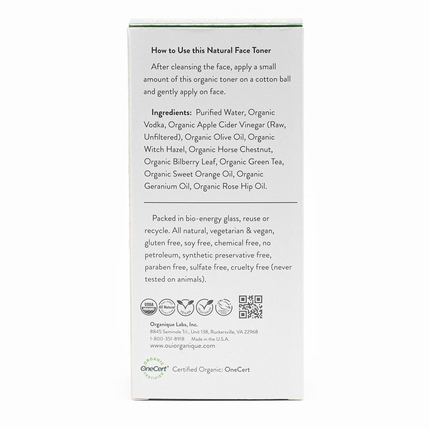 Certified Organic pH Balancing Facial Toner for Normal to Oily /sensitive Skin/Acne Skin Barrier builder